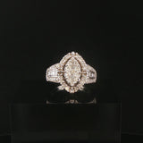 10k White Gold and 1cttw Diamond Ladies Cluster Ring Size 5