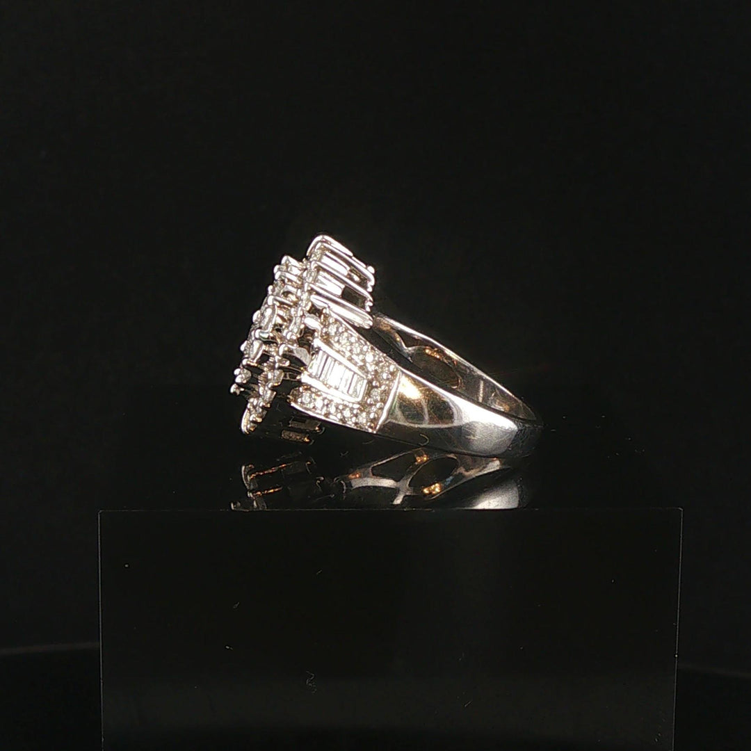 10k White Gold and 1cttw Diamond Ladies Cluster Ring Size 5