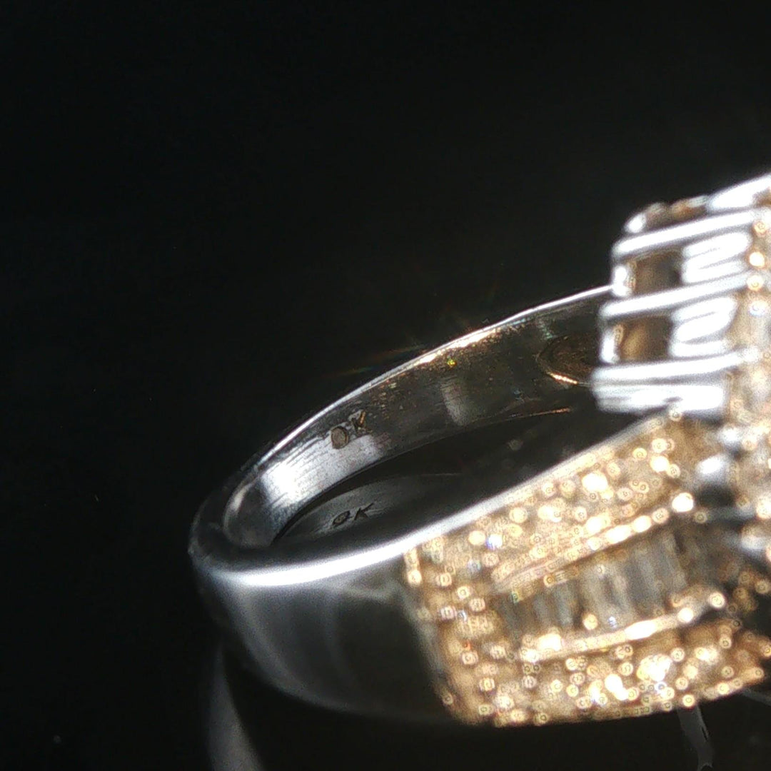 10k White Gold and 1cttw Diamond Ladies Cluster Ring Size 5