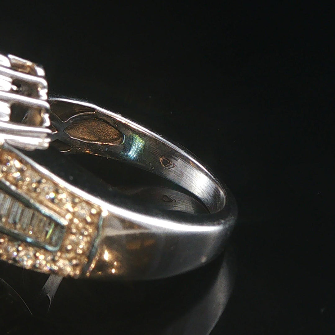 10k White Gold and 1cttw Diamond Ladies Cluster Ring Size 5
