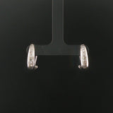 14k White Gold and 0.50cttw Baguette Diamond Hoop Huggie Earrings