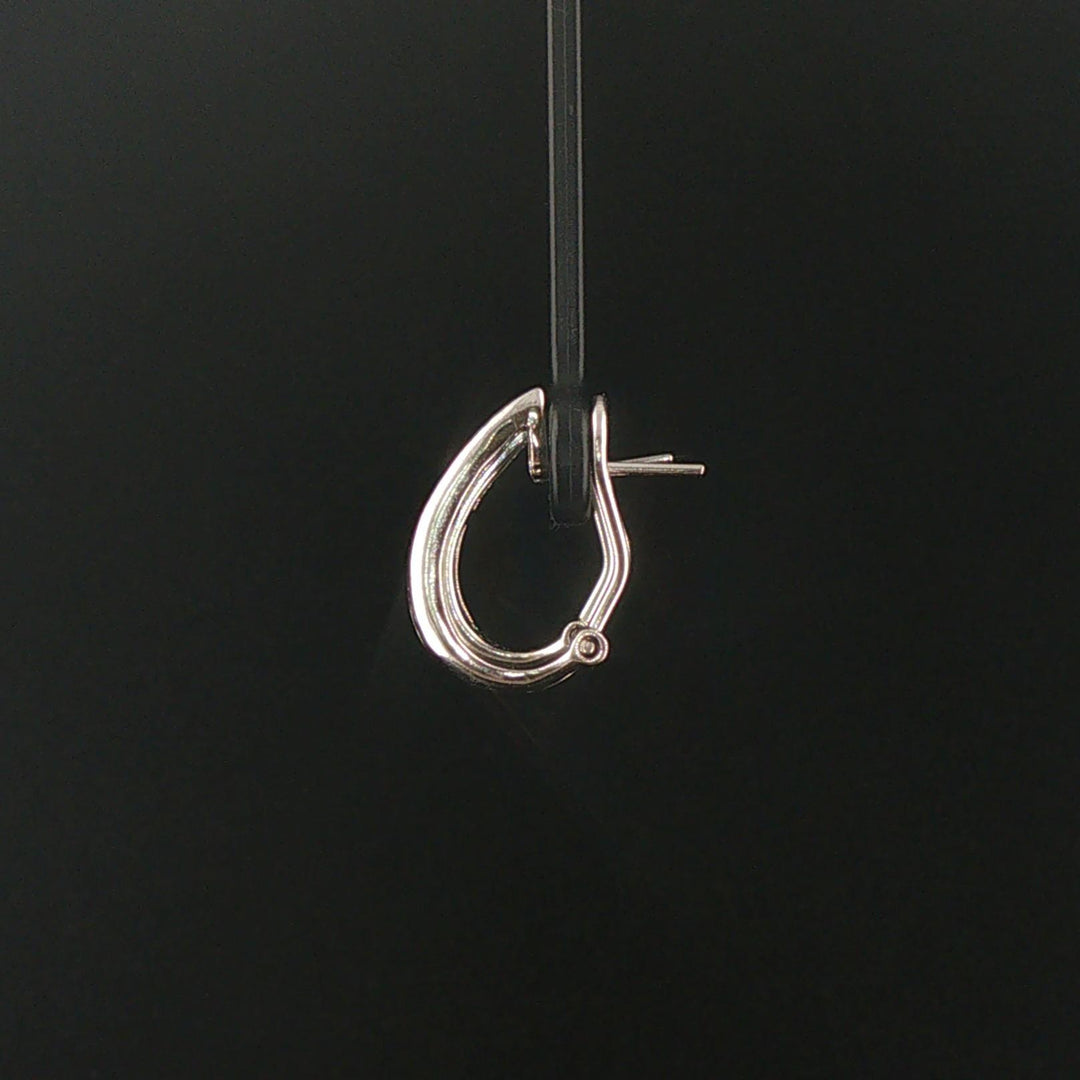 14k White Gold and 0.50cttw Baguette Diamond Hoop Huggie Earrings