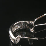 14k White Gold and 0.50cttw Baguette Diamond Hoop Huggie Earrings