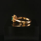 14k Yellow Gold Emerald and Diamond Halo Ladies Ring Size 6.5