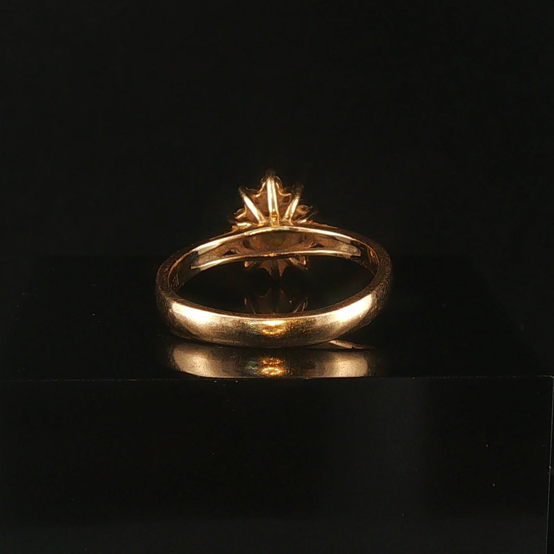 14k Yellow Gold Emerald and Diamond Halo Ladies Ring Size 6.5