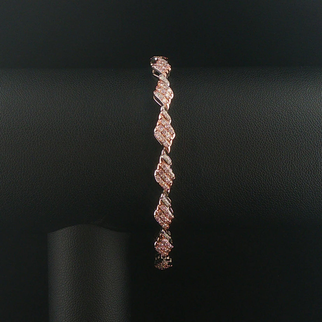 14k White and Rose Gold 2.80cttw Diamond Fancy Link Bracelet 7.25"