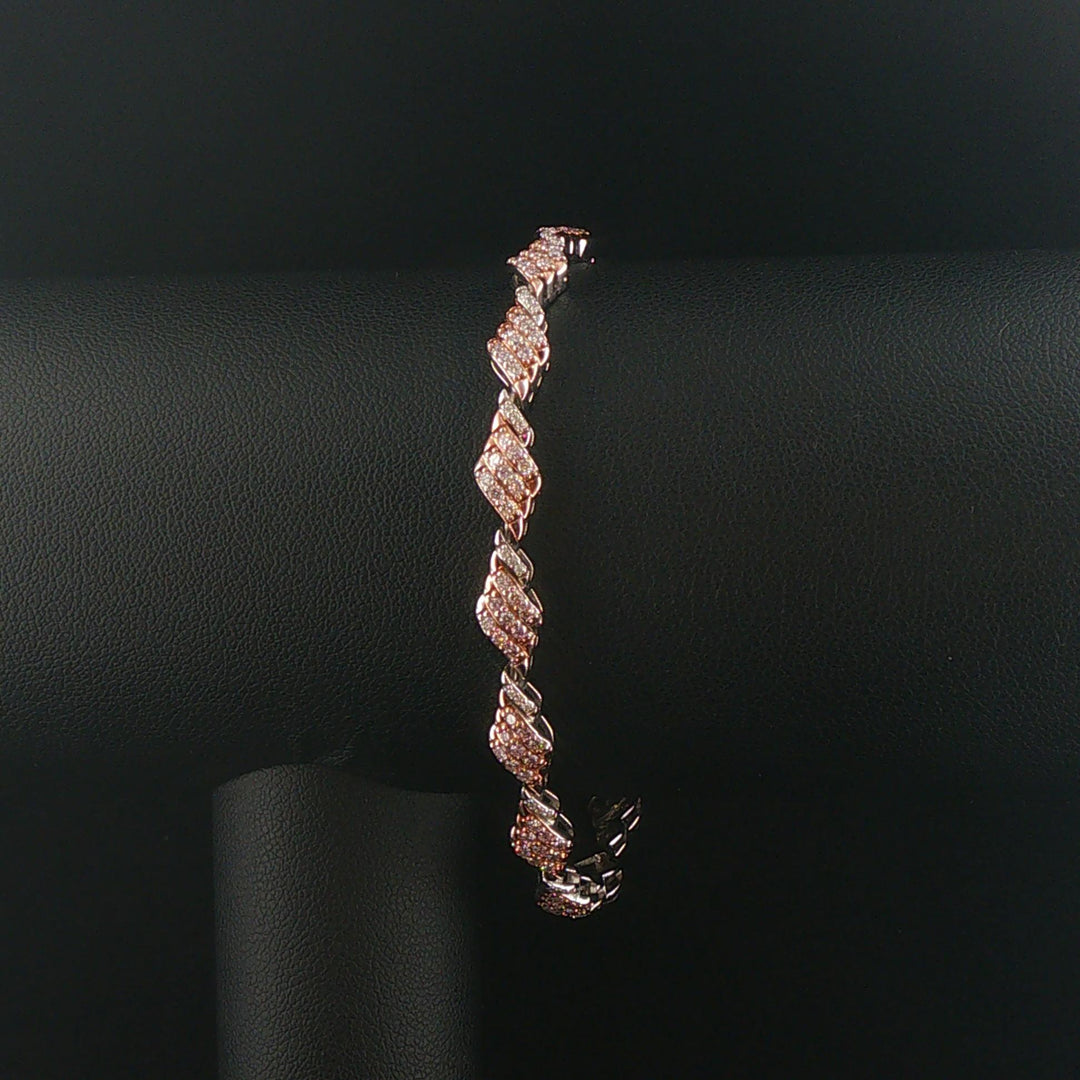 14k White and Rose Gold 2.80cttw Diamond Fancy Link Bracelet 7.25"