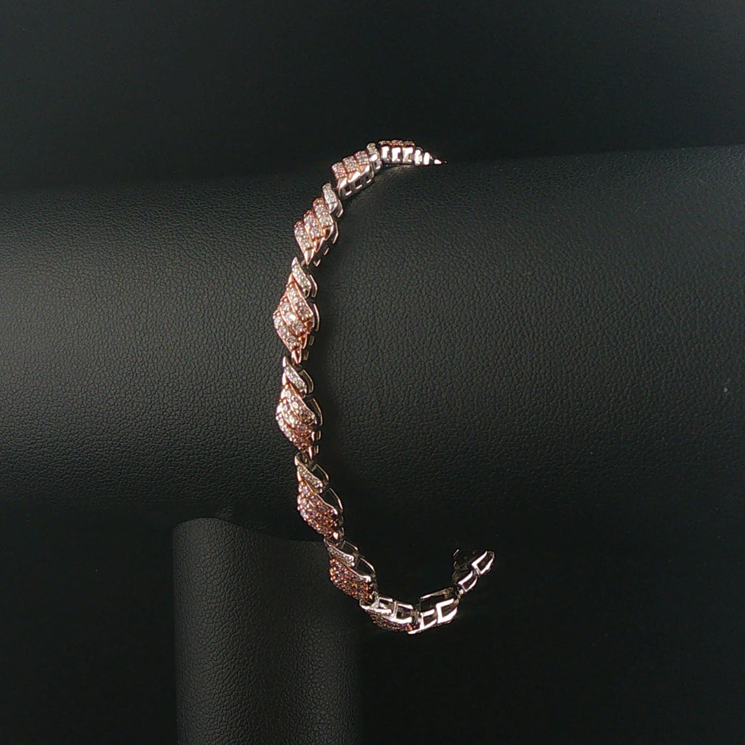 14k White and Rose Gold 2.80cttw Diamond Fancy Link Bracelet 7.25"