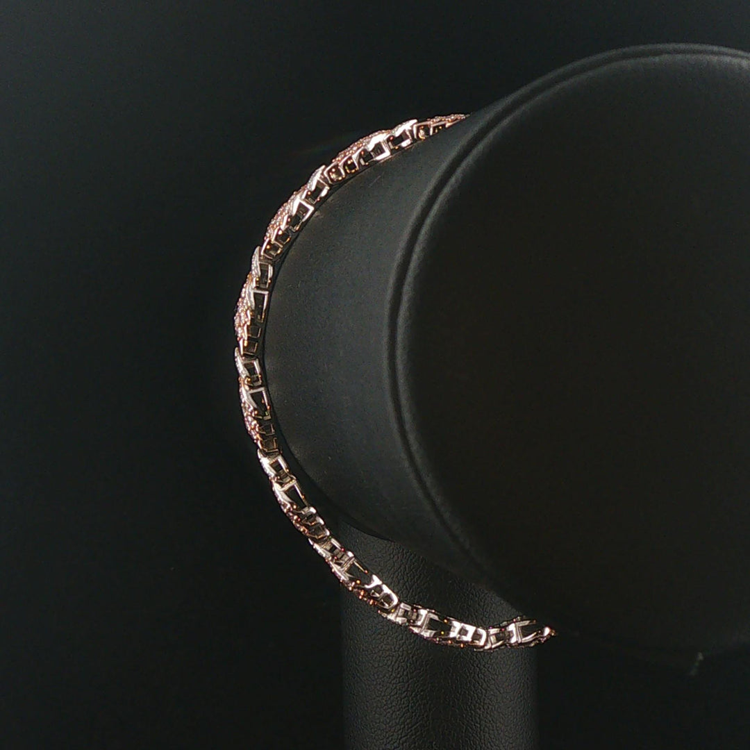 14k White and Rose Gold 2.80cttw Diamond Fancy Link Bracelet 7.25"
