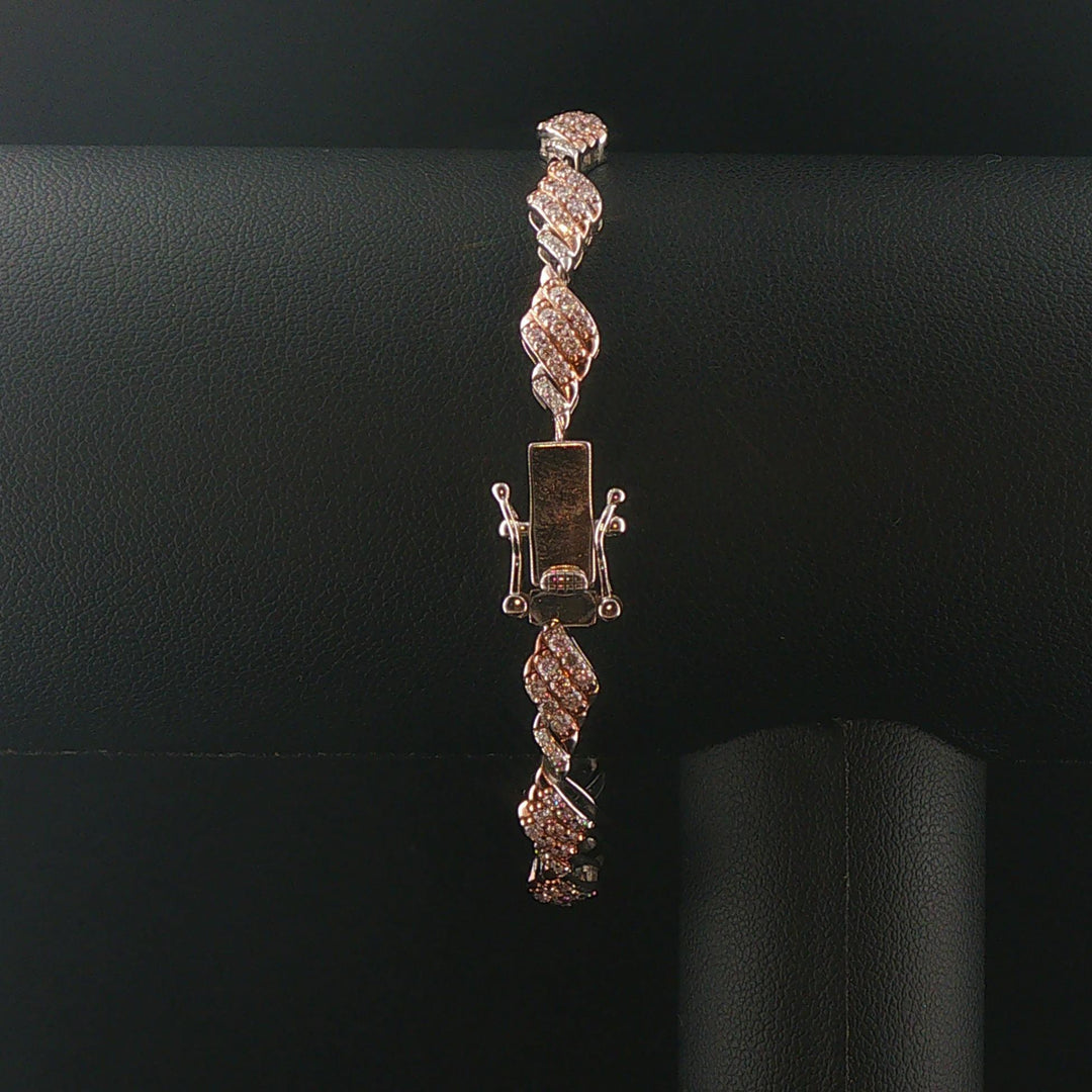 14k White and Rose Gold 2.80cttw Diamond Fancy Link Bracelet 7.25"