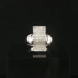 18k White Gold and 2cttw Princess and Baguette Cut Diamond Heavy Ring Size 6.5