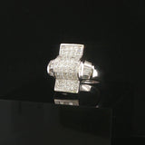 18k White Gold and 2cttw Princess and Baguette Cut Diamond Heavy Ring Size 6.5