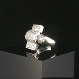 18k White Gold and 2cttw Princess and Baguette Cut Diamond Heavy Ring Size 6.5