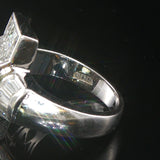 18k White Gold and 2cttw Princess and Baguette Cut Diamond Heavy Ring Size 6.5