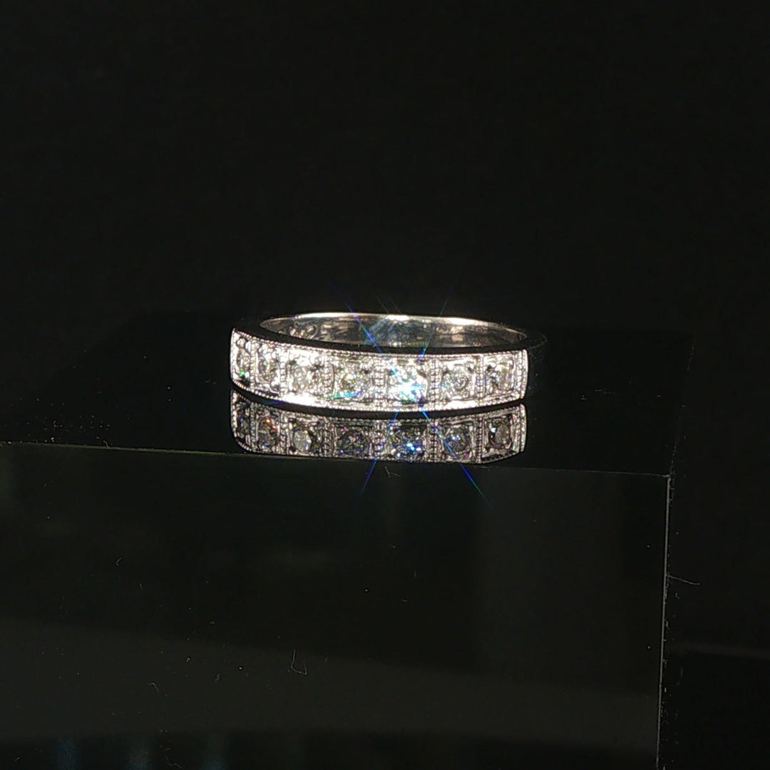 18k White Gold and 0.25cttw Diamond Half Eternity Band Ring Size 7
