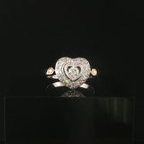 18k White and Yellow Gold 0.85cttw Diamond Fancy Heart Ring Size 7