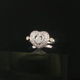 18k White and Yellow Gold 0.85cttw Diamond Fancy Heart Ring Size 7