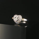 18k White and Yellow Gold 0.85cttw Diamond Fancy Heart Ring Size 7