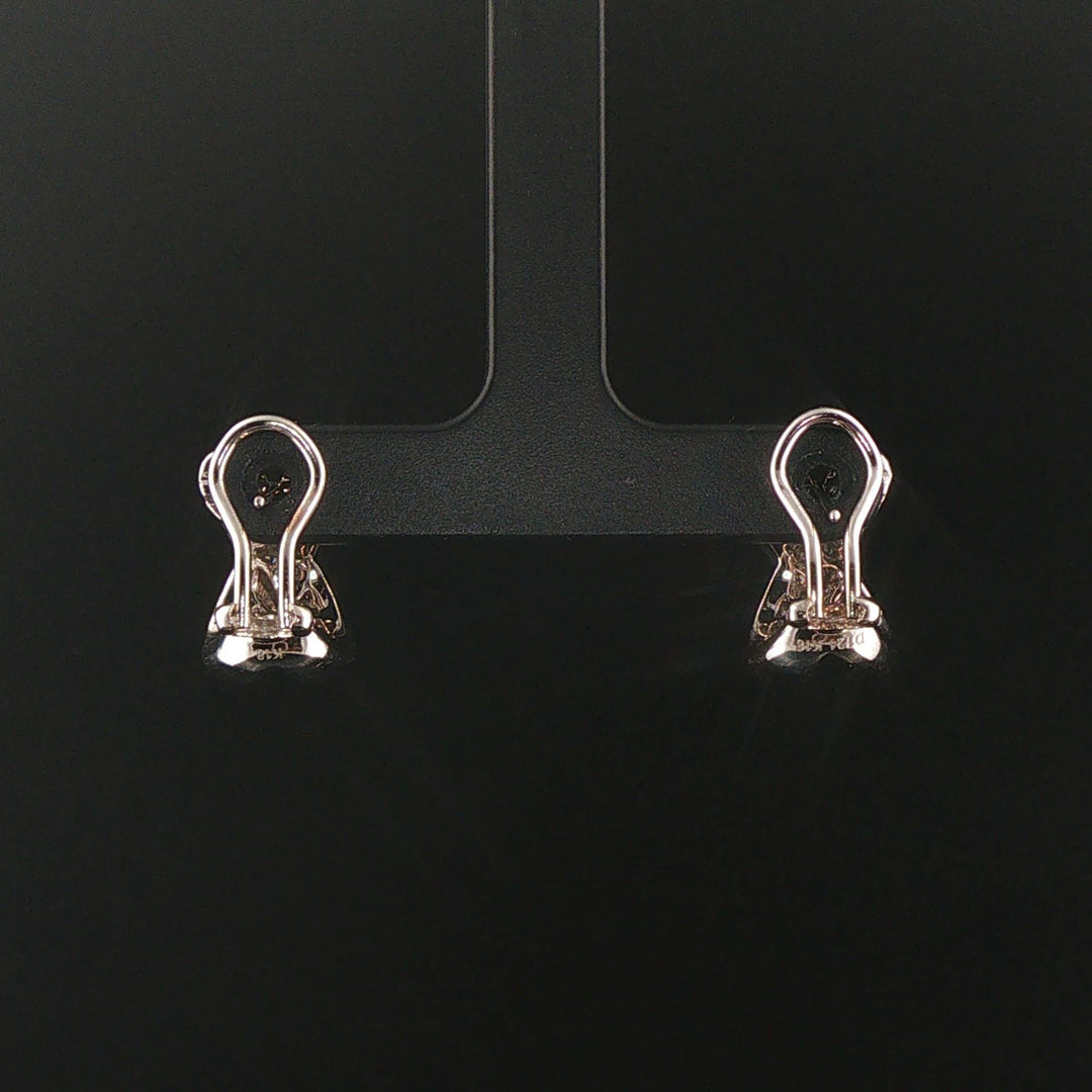 18k White Gold and 1.50cttw Pave Set Diamond Solid X Huggie Earrings