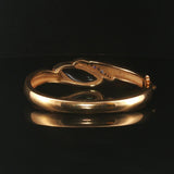 14k Yellow Gold 33g Solid Opal Onyx and Diamond Solid Bangle Bracelet 6.25"