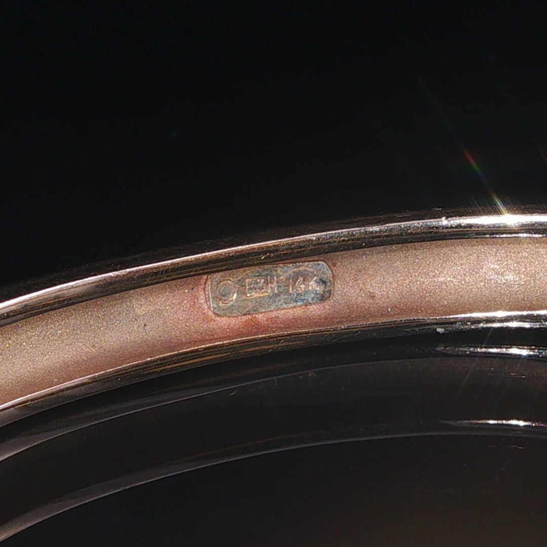 14k Yellow Gold 33g Solid Opal Onyx and Diamond Solid Bangle Bracelet 6.25"