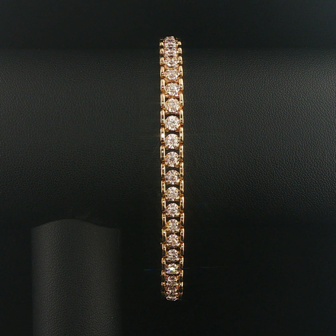 14k Yellow Gold and 2.25cttw Diamond Vintage Fancy Link Bracelet 7.75"
