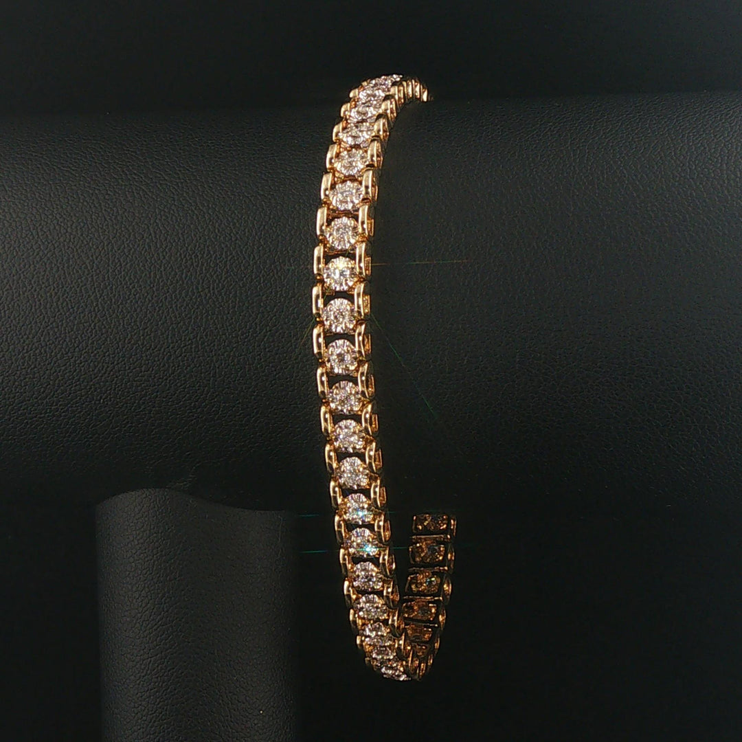 14k Yellow Gold and 2.25cttw Diamond Vintage Fancy Link Bracelet 7.75"
