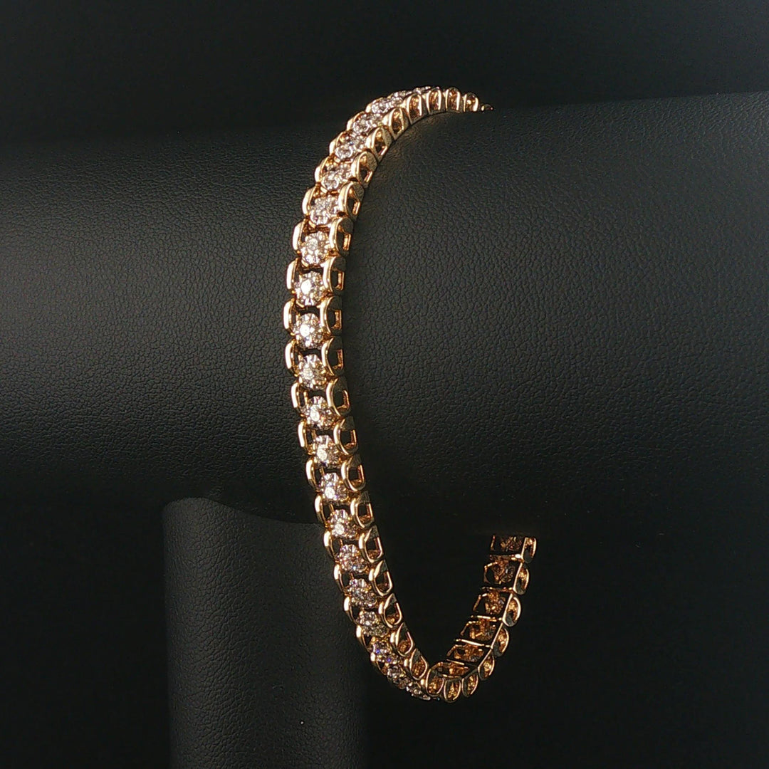 14k Yellow Gold and 2.25cttw Diamond Vintage Fancy Link Bracelet 7.75"