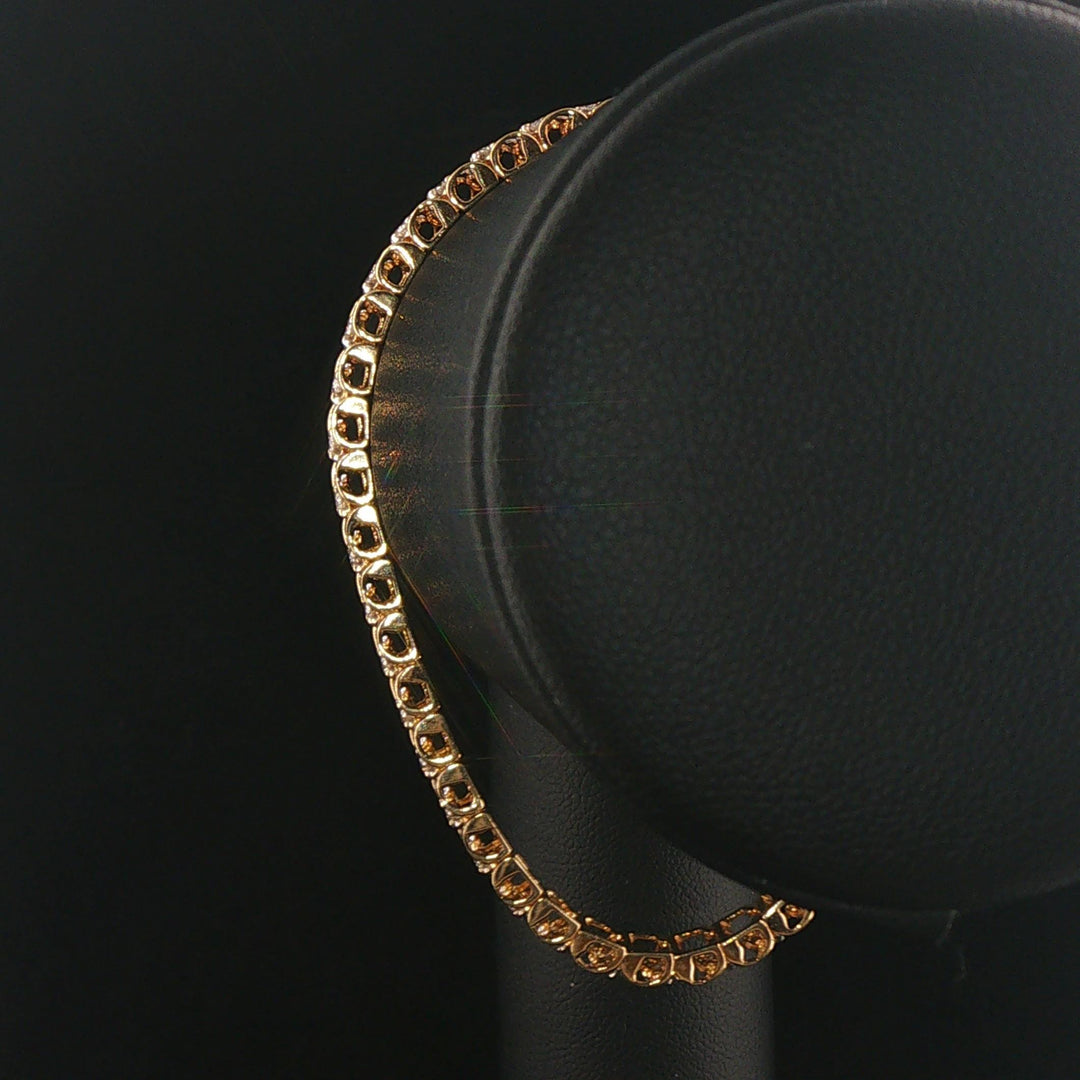 14k Yellow Gold and 2.25cttw Diamond Vintage Fancy Link Bracelet 7.75"