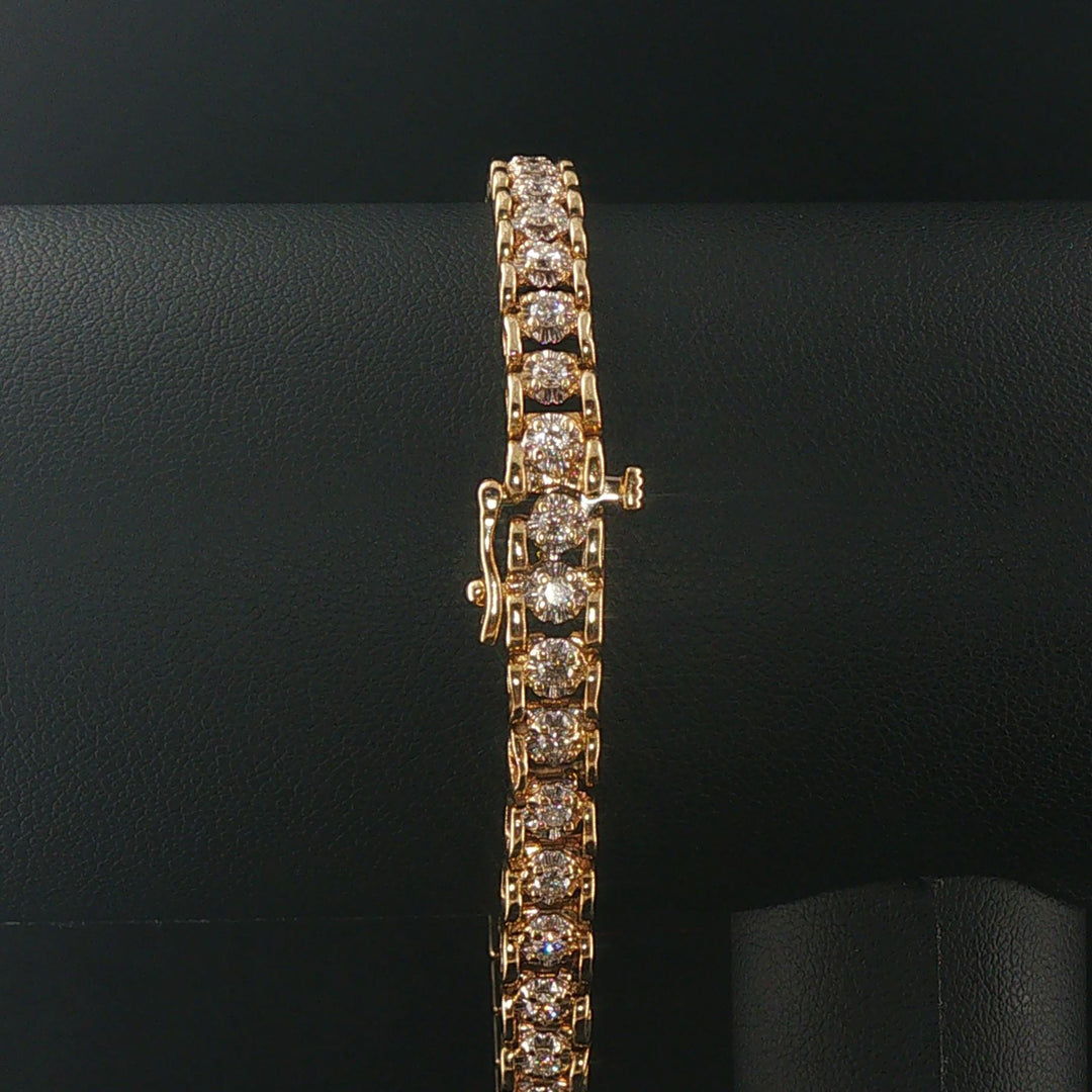 14k Yellow Gold and 2.25cttw Diamond Vintage Fancy Link Bracelet 7.75"