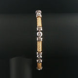 14k Yellow and White Gold 19.6 Solid Bezel Set Diamond Bar Link Bracelet 7"