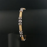 14k Yellow and White Gold 19.6 Solid Bezel Set Diamond Bar Link Bracelet 7"