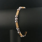 14k Yellow and White Gold 19.6 Solid Bezel Set Diamond Bar Link Bracelet 7"