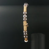 14k Yellow and White Gold 19.6 Solid Bezel Set Diamond Bar Link Bracelet 7"