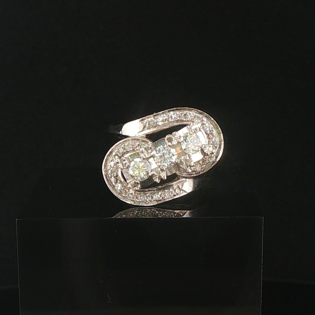14k White Gold and 0.85cttw Diamond Ladies Fancy Ring Size 7.75