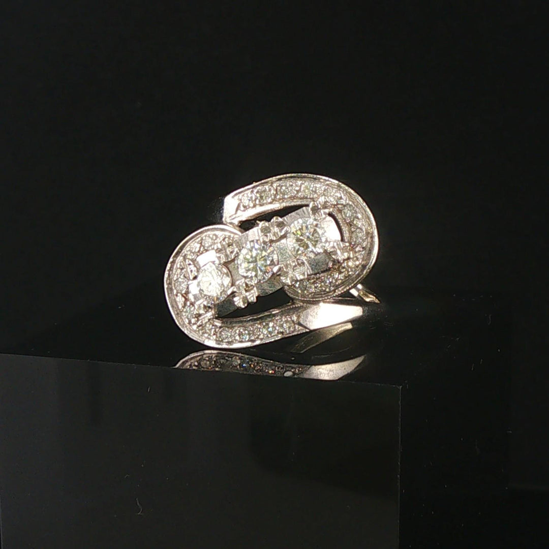 14k White Gold and 0.85cttw Diamond Ladies Fancy Ring Size 7.75
