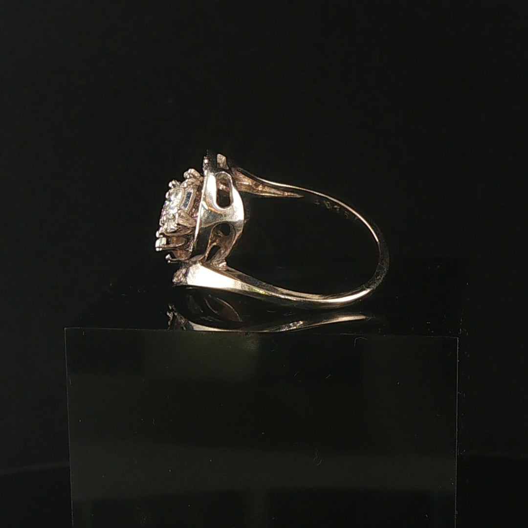 14k White Gold and 0.85cttw Diamond Ladies Fancy Ring Size 7.75