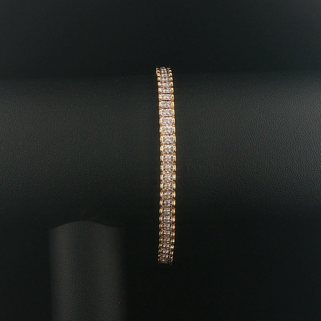 14k Yellow and White Gold 0.70cttw Diamond Fancy Link Bracelet 7"
