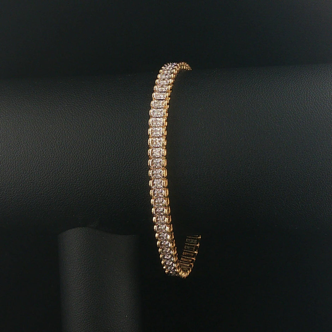 14k Yellow and White Gold 0.70cttw Diamond Fancy Link Bracelet 7"