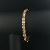14k Yellow and White Gold 0.70cttw Diamond Fancy Link Bracelet 7"