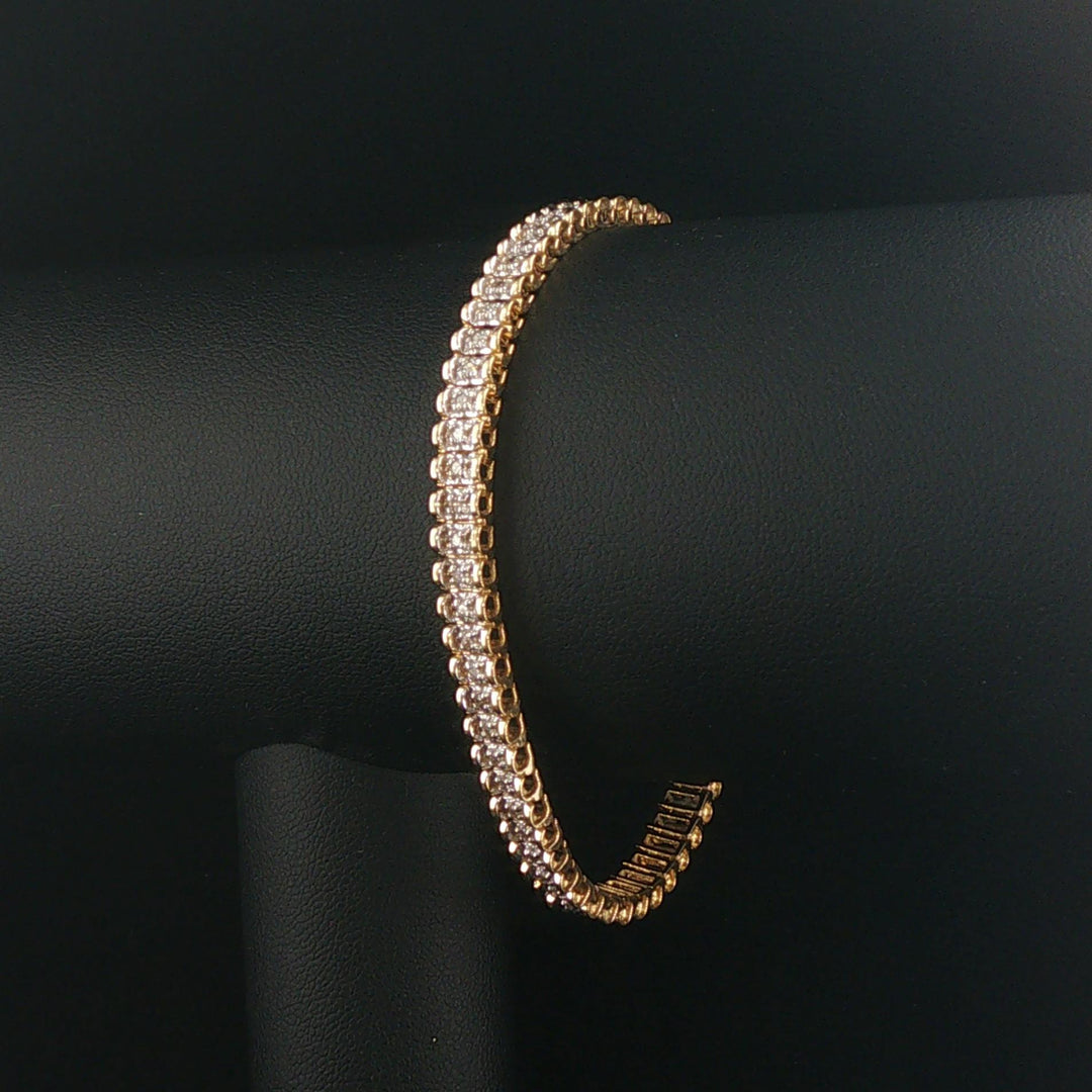 14k Yellow and White Gold 0.70cttw Diamond Fancy Link Bracelet 7"