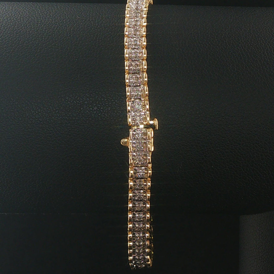 14k Yellow and White Gold 0.70cttw Diamond Fancy Link Bracelet 7"