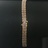 14k Yellow and White Gold 0.70cttw Diamond Fancy Link Bracelet 7"