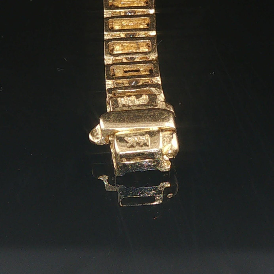 14k Yellow and White Gold 0.70cttw Diamond Fancy Link Bracelet 7"