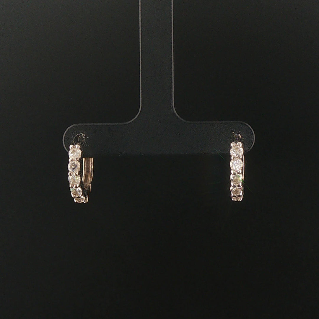 14k White Gold and 0.60cttw Diamond Hoop Huggie Earrings