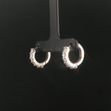 14k White Gold and 0.60cttw Diamond Hoop Huggie Earrings