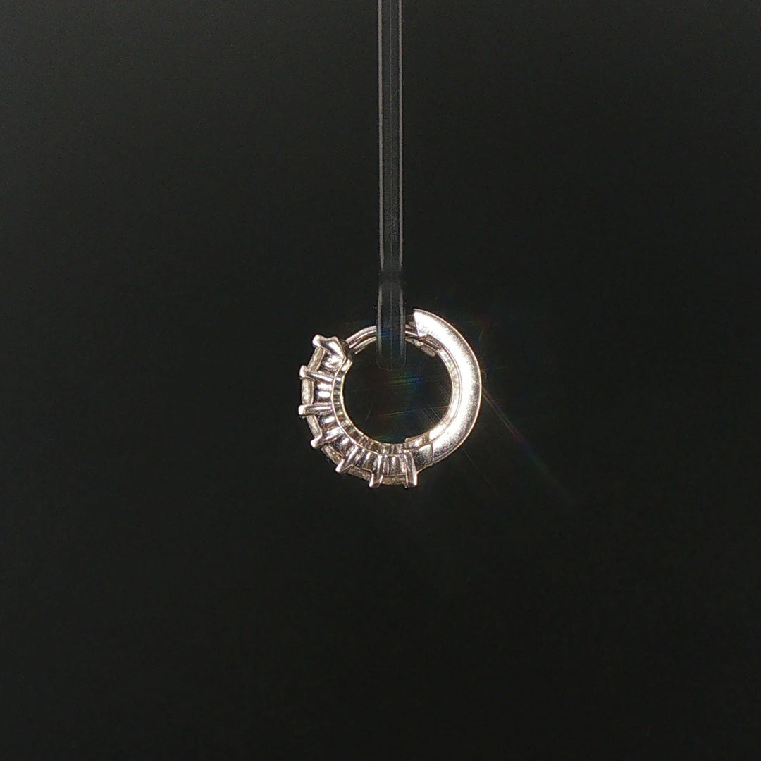 14k White Gold and 0.60cttw Diamond Hoop Huggie Earrings
