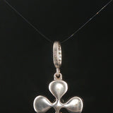 14k White Gold Rainbow Moonstone Pink Sapphire Diamond Vintage Clover Pendant