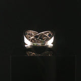 14k White Gold Rainbow Sapphire and Diamond Crossover Band Ring Size 8