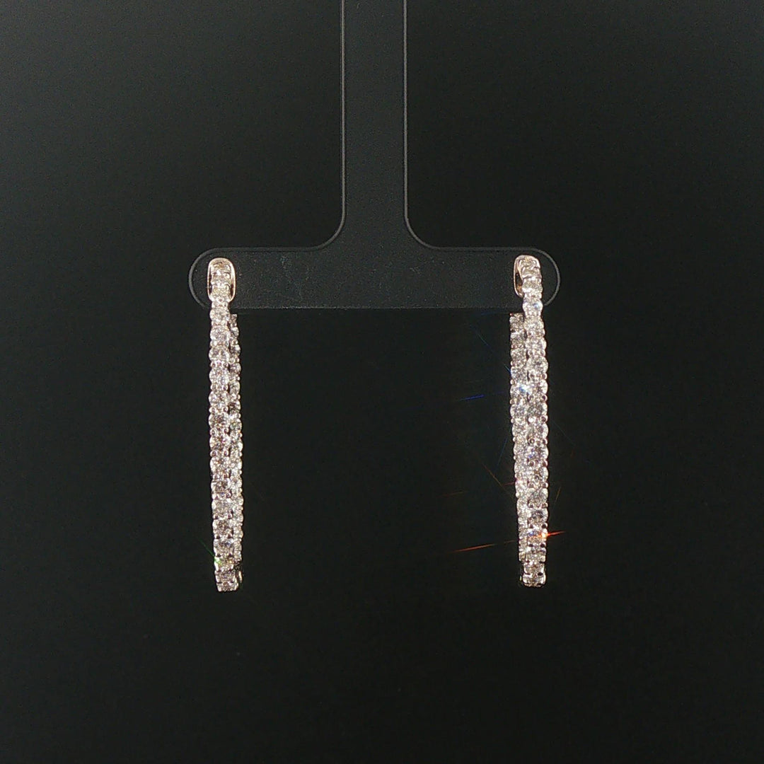 14k White Gold and 3.50cttw Diamond Inside Out Oval Hoop Earrings 1.5"